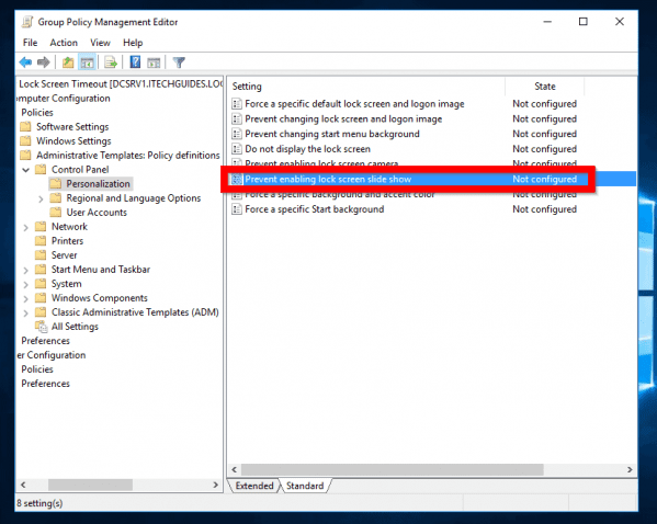 Windows Server 2016 Lock Screen Timeout: Set from Desktop or GPO