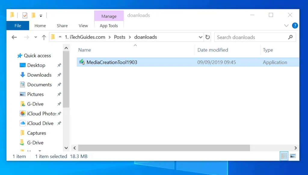 Create Windows 10 Installation Media - media creation tool downloaded