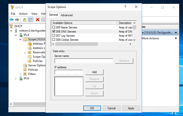 how to setup dhcp server 2016