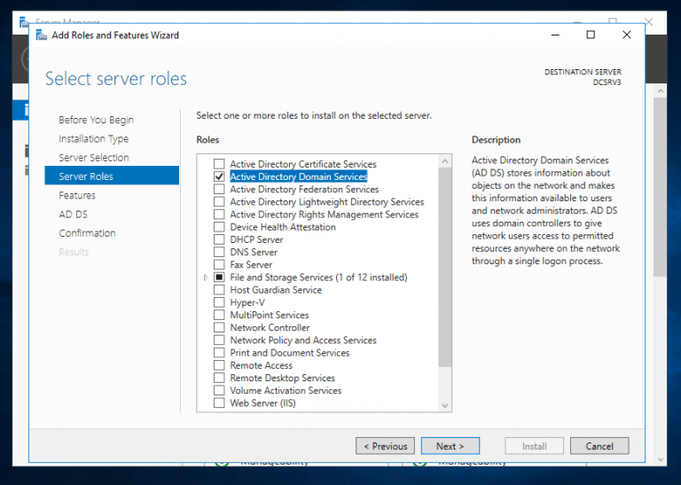 How to Install Active Directory Role in Server 2016