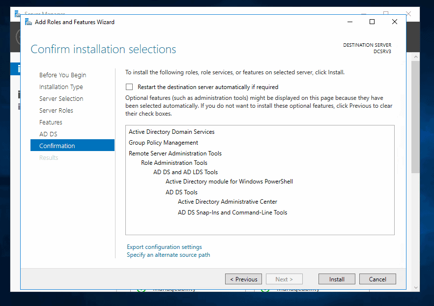 install active directory server 2016