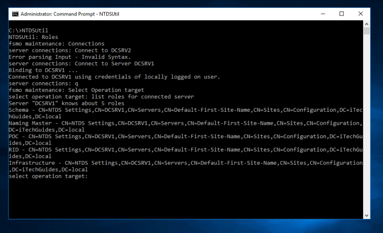 How to Check FSMO Roles Holders in Active Directory