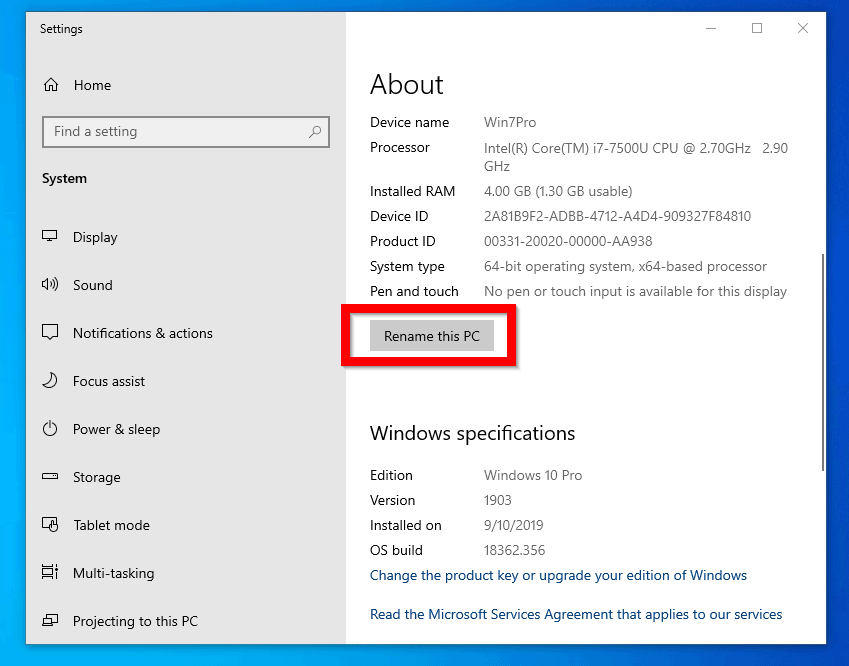 How to Change Computer Name on Windows 10 from Windows 10 Settings