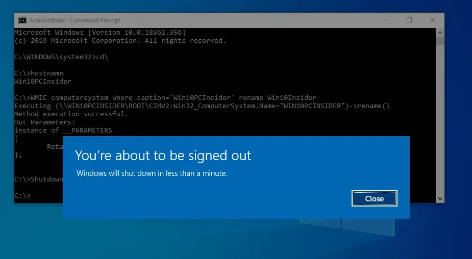 Rename a Windows 10 PC with Command Line 