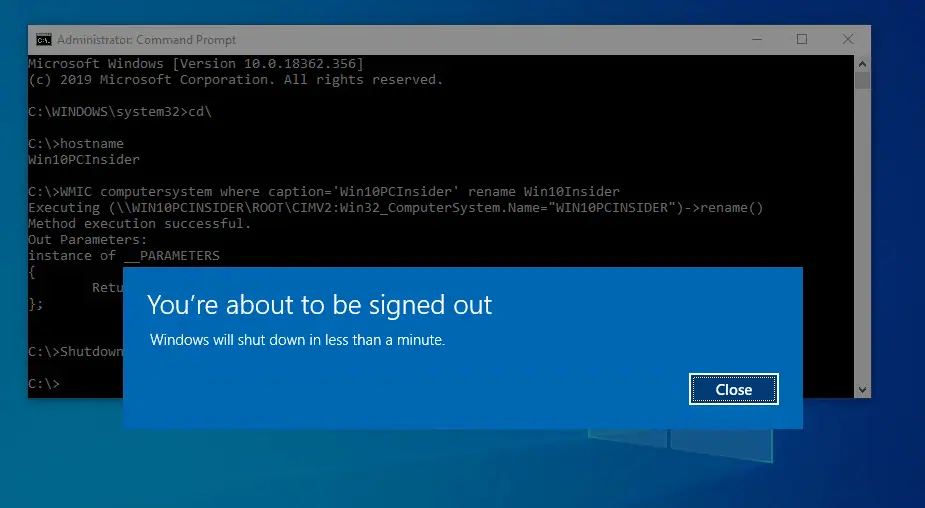 Rename a Windows 10 PC with Command Line