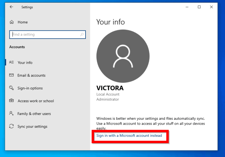 how to change my microsoft account windows 10