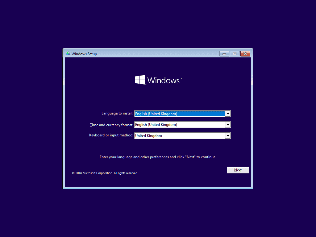 Install Windows 10 from USB Installation Media