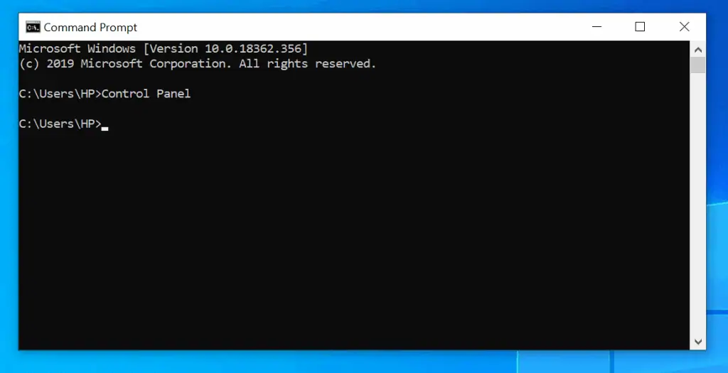 Open control panel windows 10 from command prompt