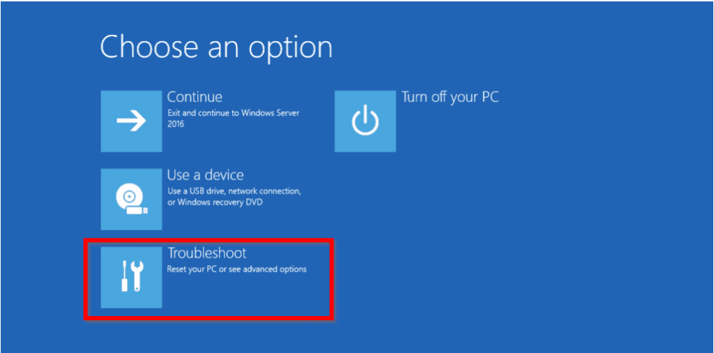 windows server 2016 won't boot after update