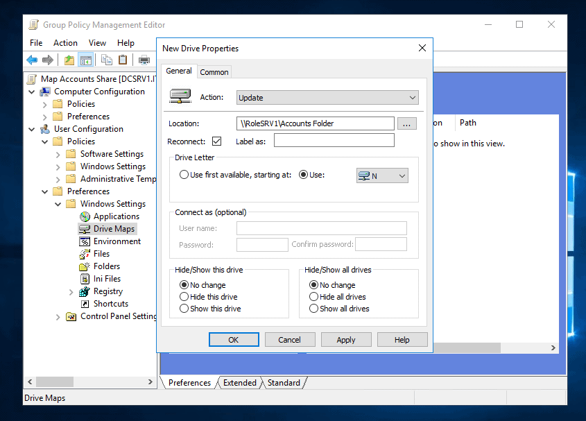 Configure Map Network Drive with Group Policy