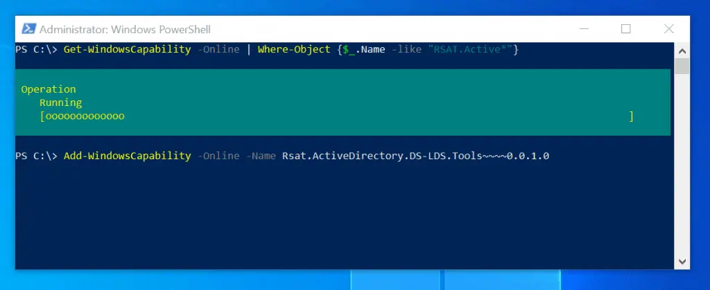 Install Active Directory in Windows 10 with PowerShell