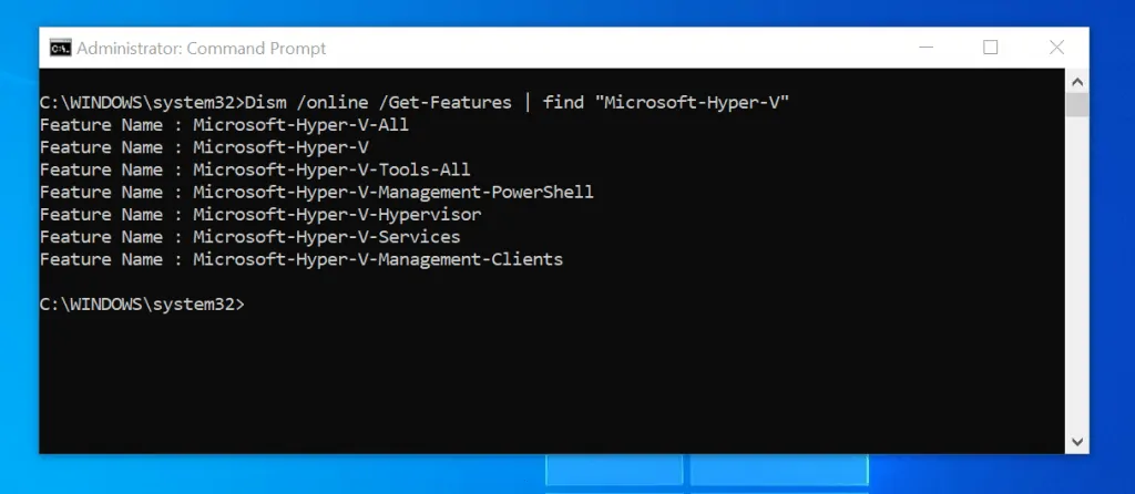 Enable Hyper-V in Windows 10 with DISM /Enable-Feature Command