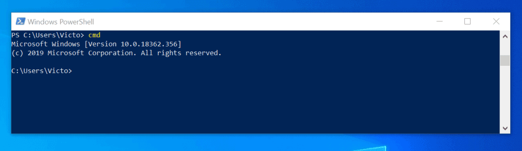 How to Open Command Prompt on Windows 10 from PowerShell