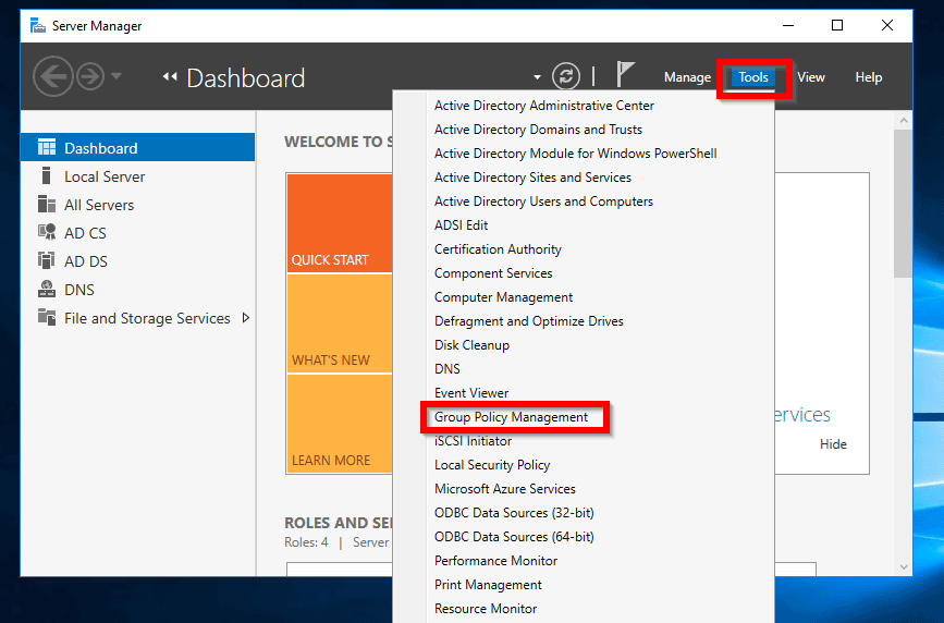 Create a Group Policy Object for Windows Updates Server 2016