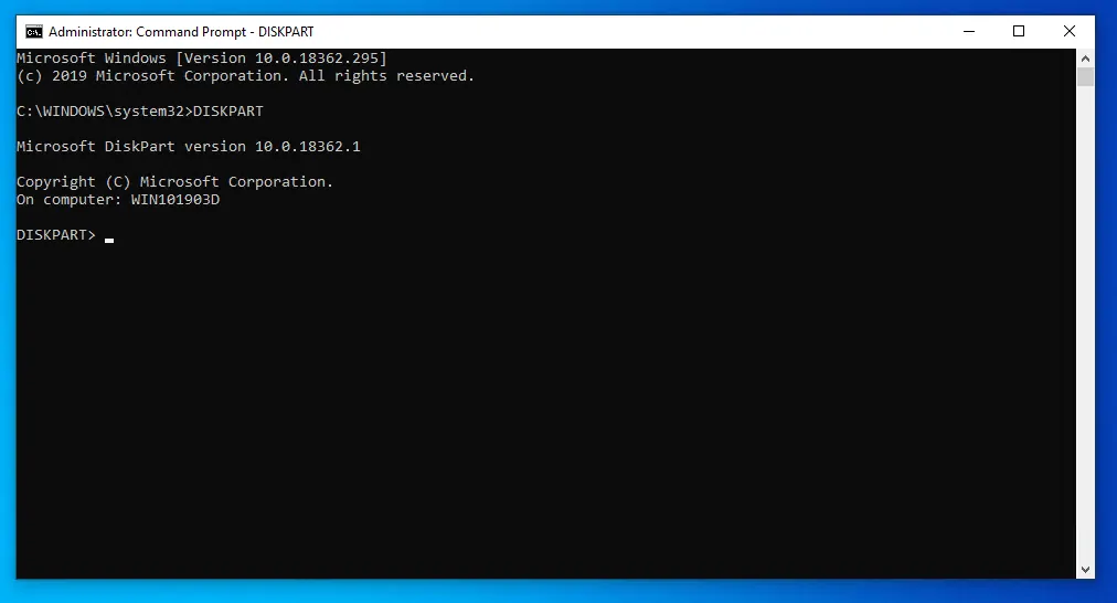 Format New Hard Drive in Windows 10 with DISKPART Command