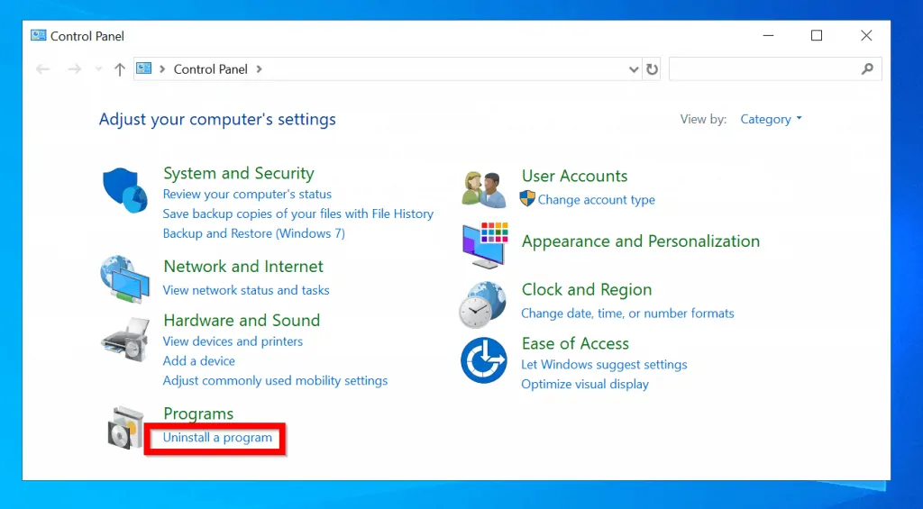 Check Windows 10 Update History from Control Panel