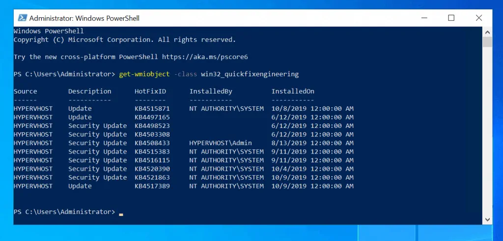 List Installed Windows 10 Updates With PowerShell
