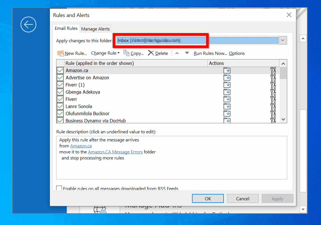 Create an Outlook Auto Reply Rule