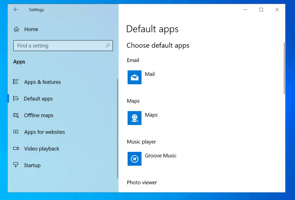 Set Default Programs in Windows 10 From Default Apps Settings