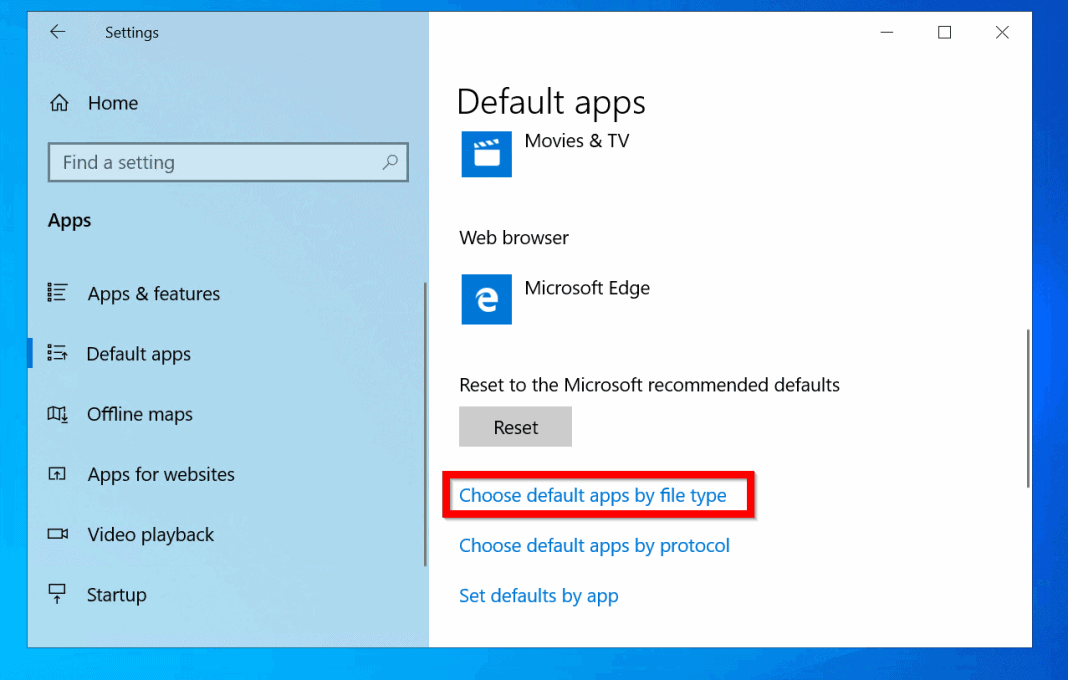 set default programs windows 10