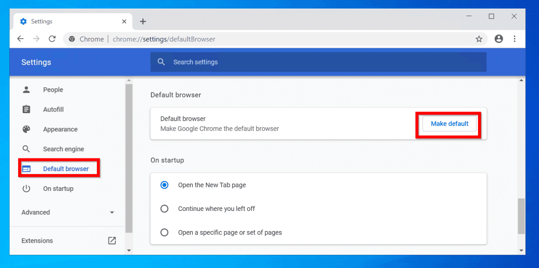 set chrome as default browser