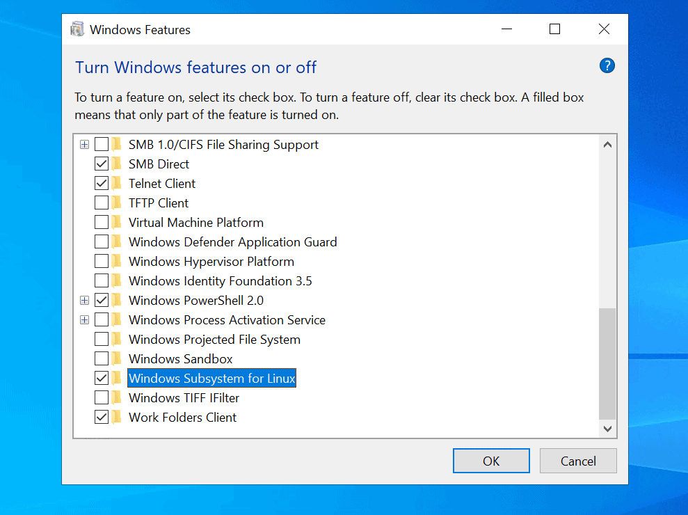 How to Install Ubuntu on Windows 10 via Windows Subsystem for Linux - Enable Windows Subsystem for Linux 