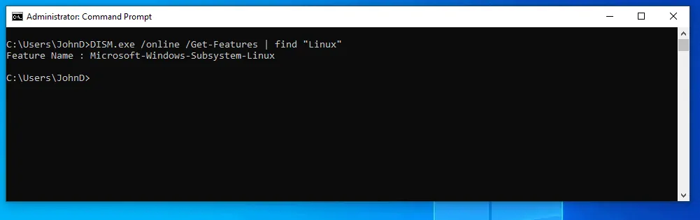 Enable Windows Subsystem for Linux in Windows 10 with Command Line