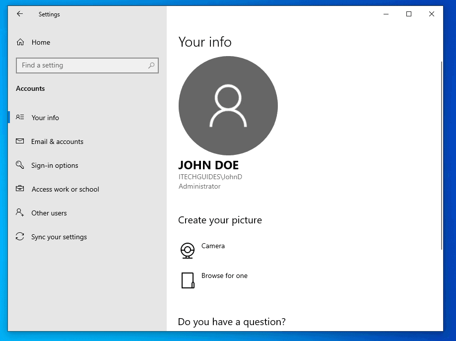 how to change account in windows 10 laptop