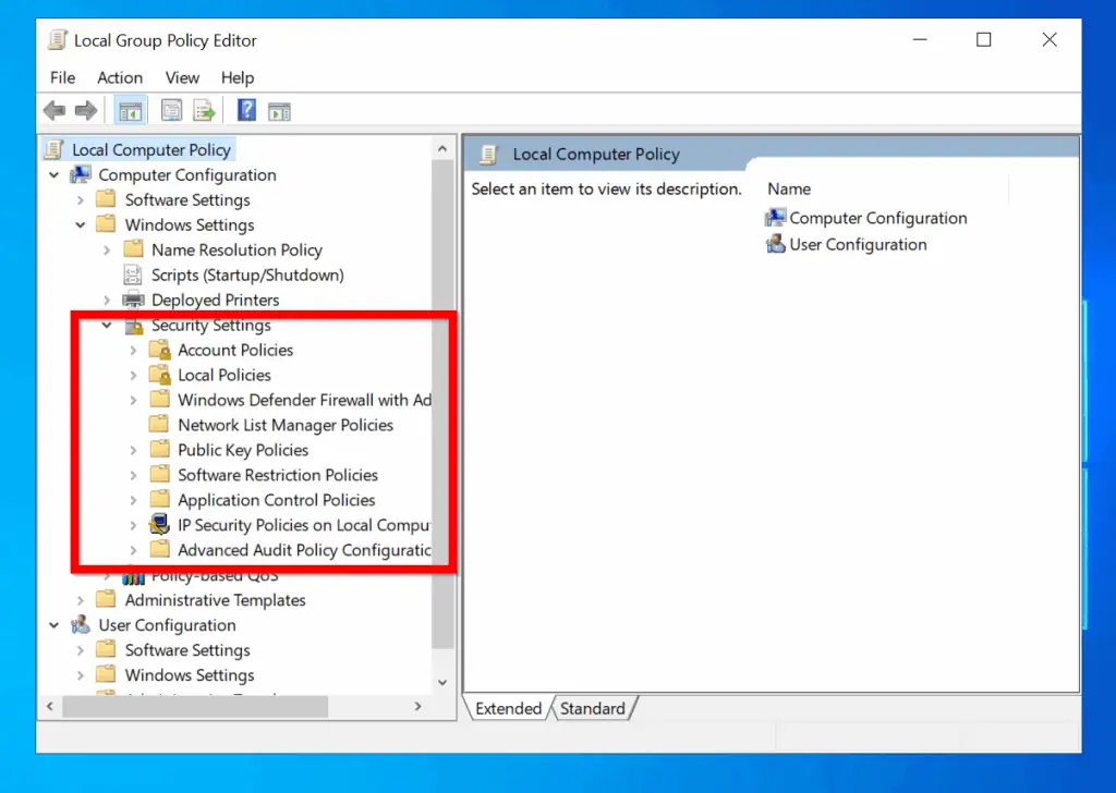 local security policy windows 10