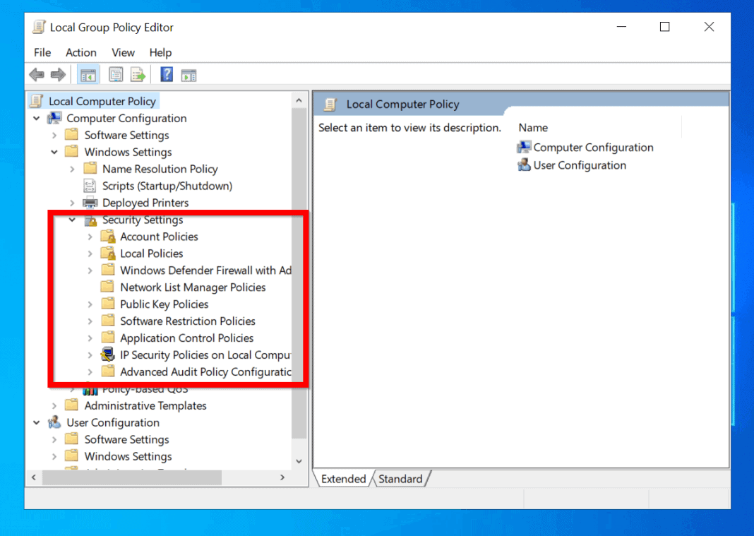 windows 10 local security policy missing