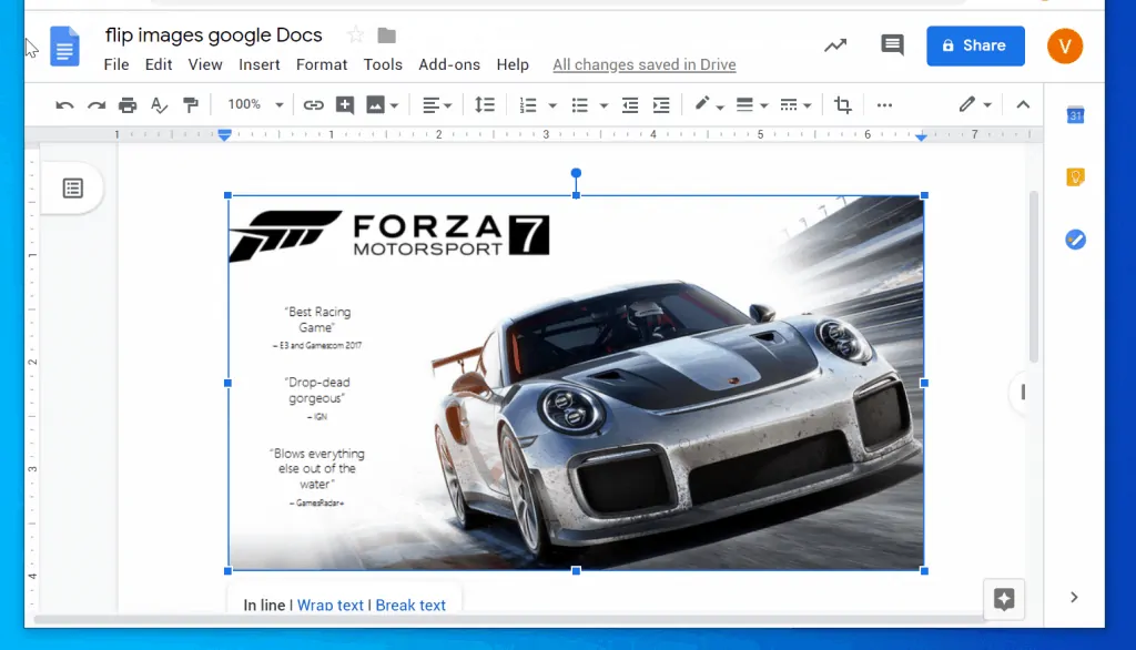 How to Flip an Image in Google Docs