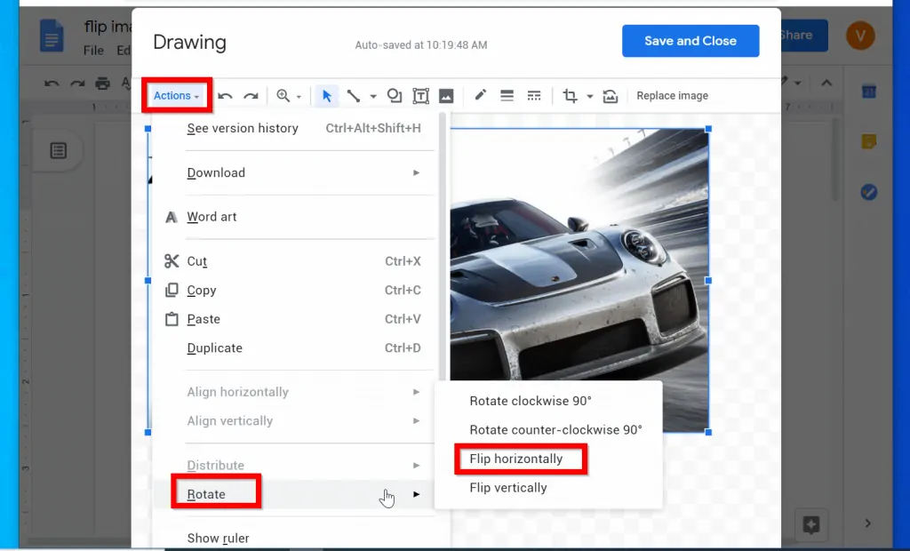 How to Flip an Image in Google Docs