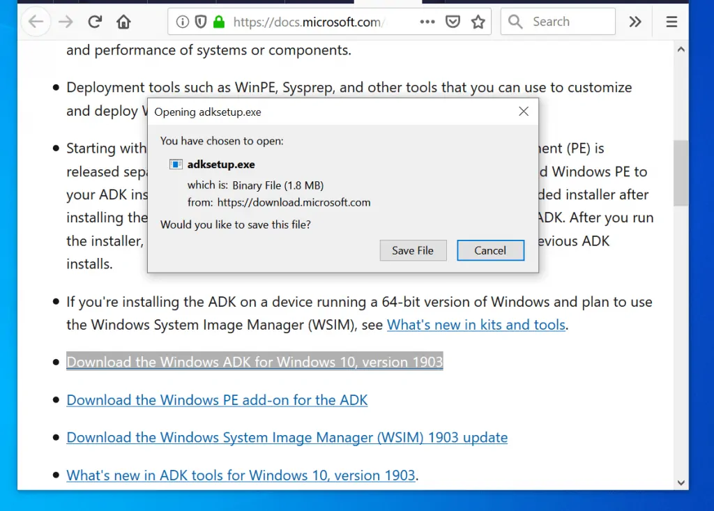 Steps to Download Windows ADK for Windows 10