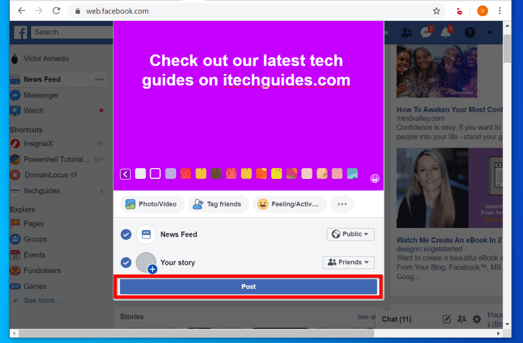 How to Post on Facebook from a PC