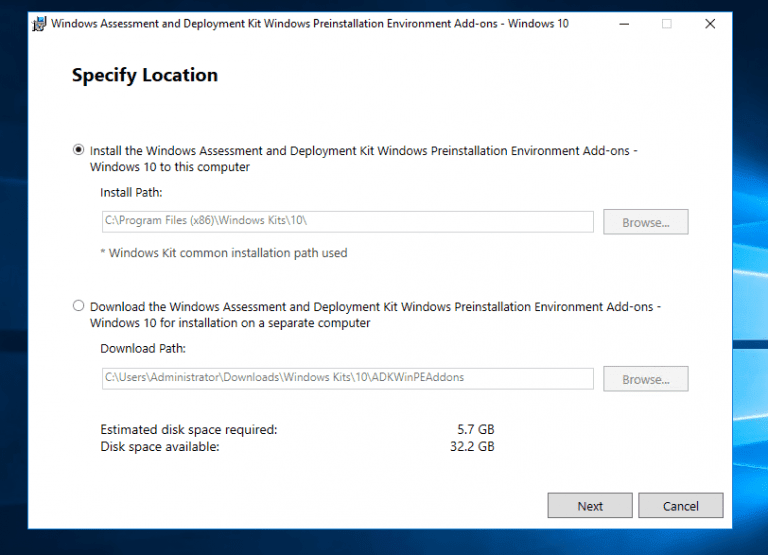 Windows ADK for Windows 10 Download and Install