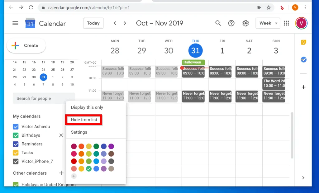 how to delete a google calendar