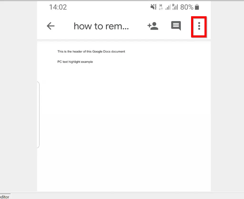 How to Remove Header in Google Docs from the Android App