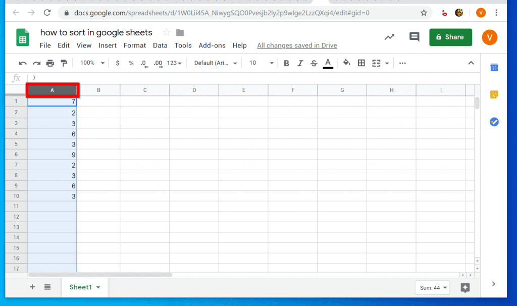 How to Sort in Google Sheets (from a PC)