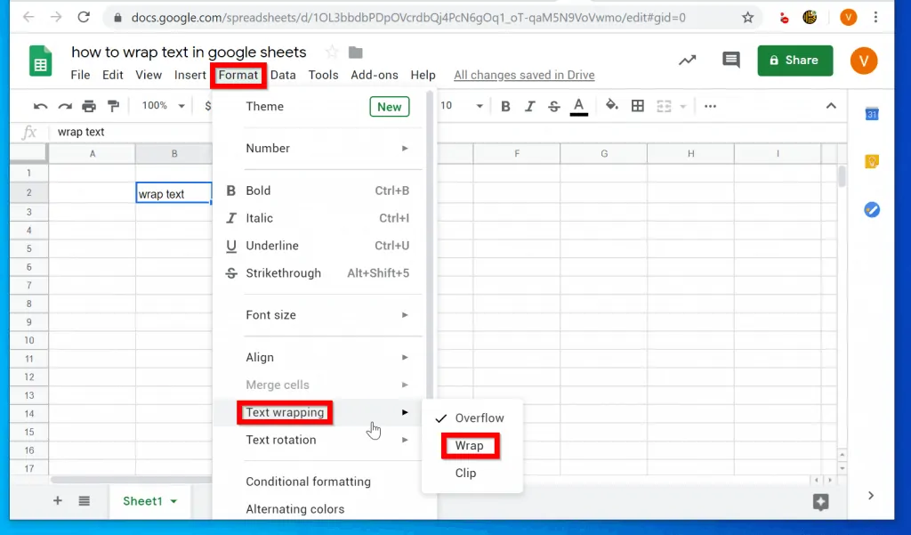 How to Wrap Text in Google Sheets from a PC or Mac