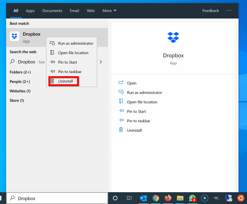 How to Uninstall Dropbox from Windows 10