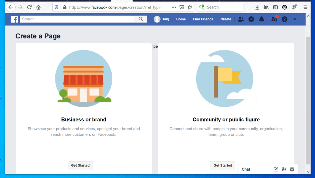 business facebook com create and select create account