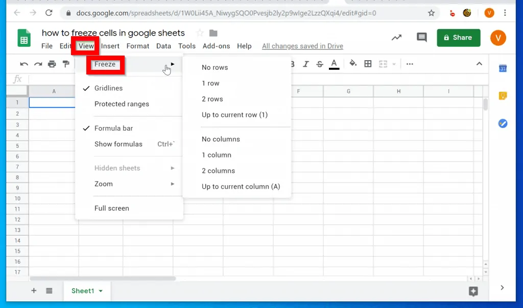 How to Freeze Cells in Google Sheets from a PC/Mac