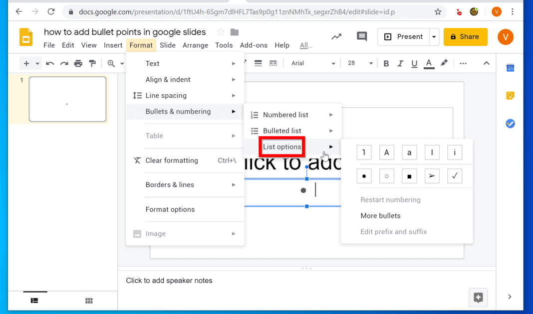 How to Add Bullet Points in Google Slides (Android or IOS Apps or PC)