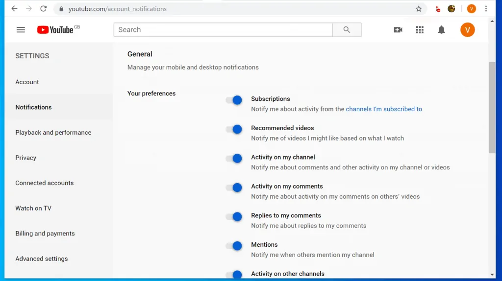 How to Turn off YouTube Notifications from a PC