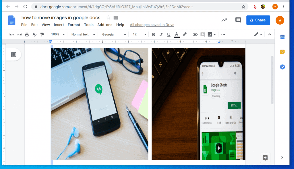 How to Move Images in Google Docs: Move the Images Side-by-side