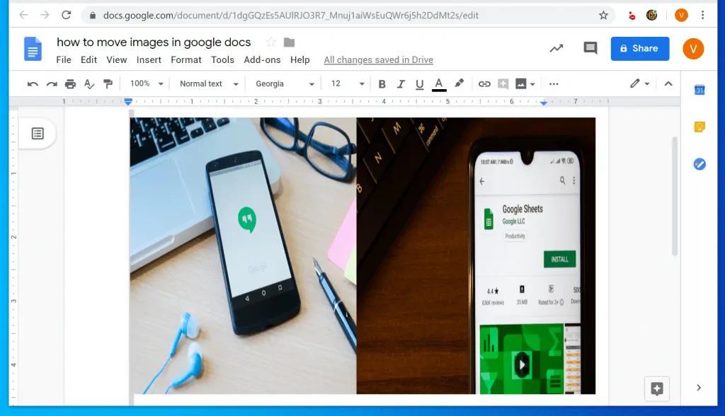 How to Move Images in Google Docs: Move the Images Side-by-side