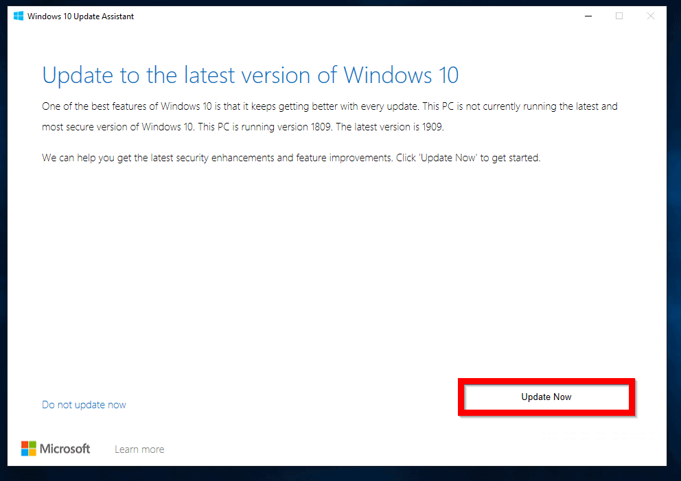 Step 2: Update Windows 10 with Windows 10 Update Assistant