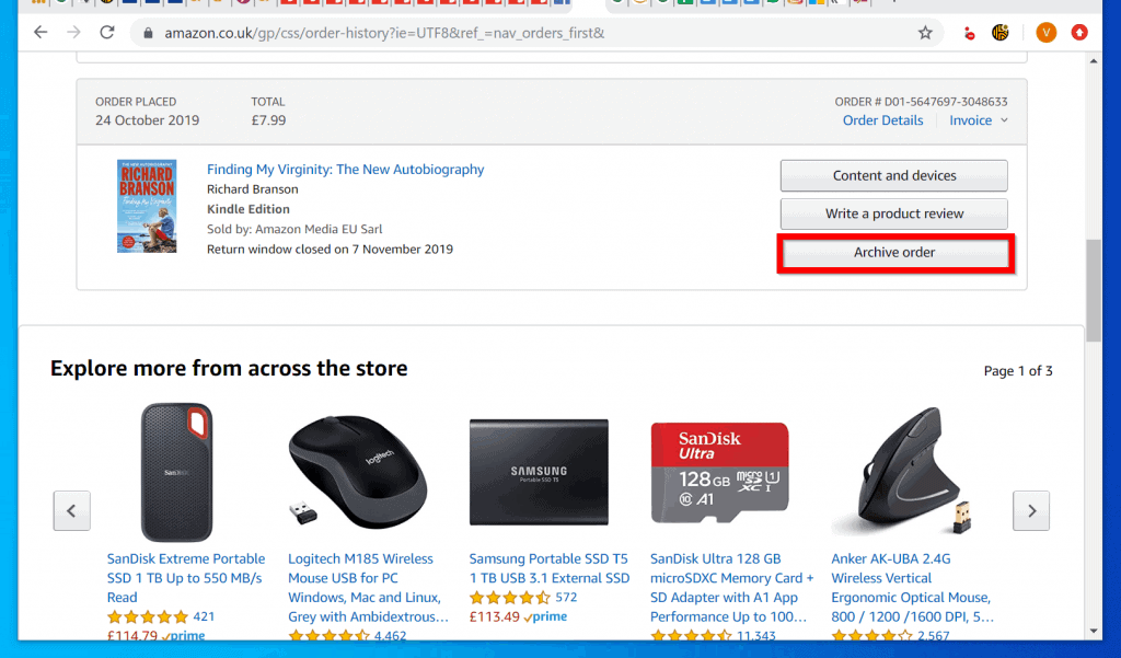 archived orders amazon archived orders amazon