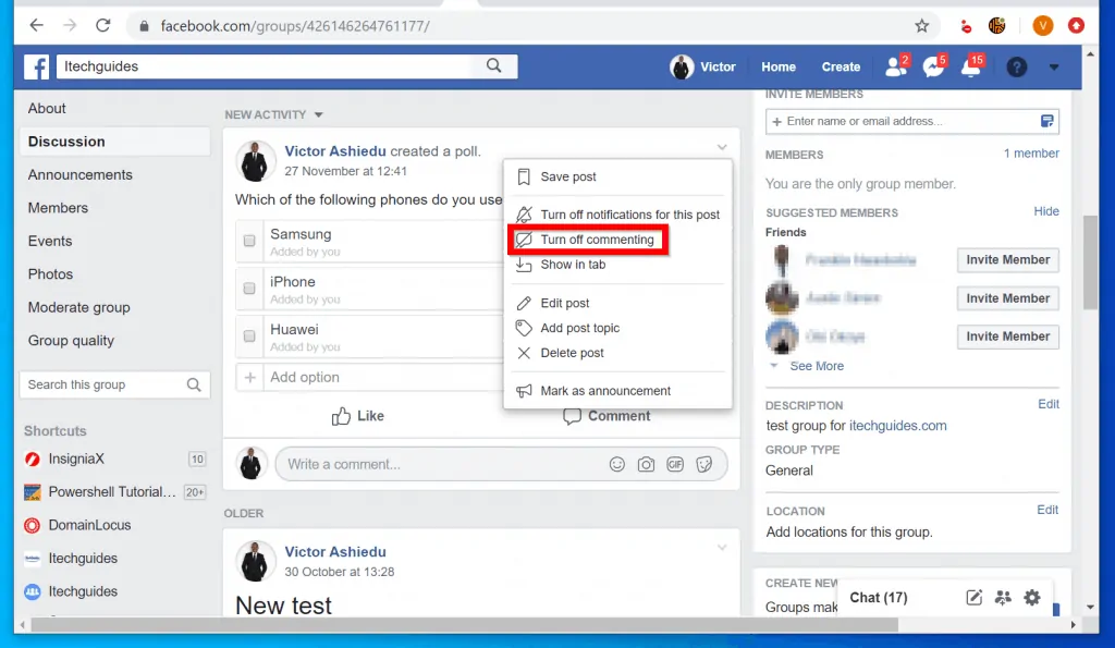 How to Turn off Comments on Facebook Post from a PC
