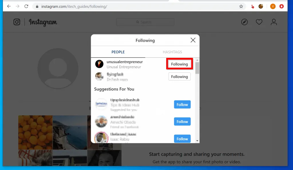 How to Unfollow Someone on Instagram from a PC